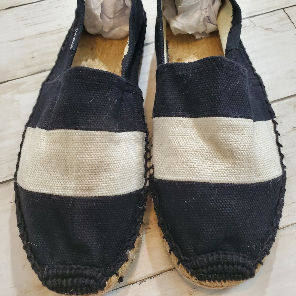 Soludos barca espadrille flats black cream stripe size 6 - Picture 6 of 6